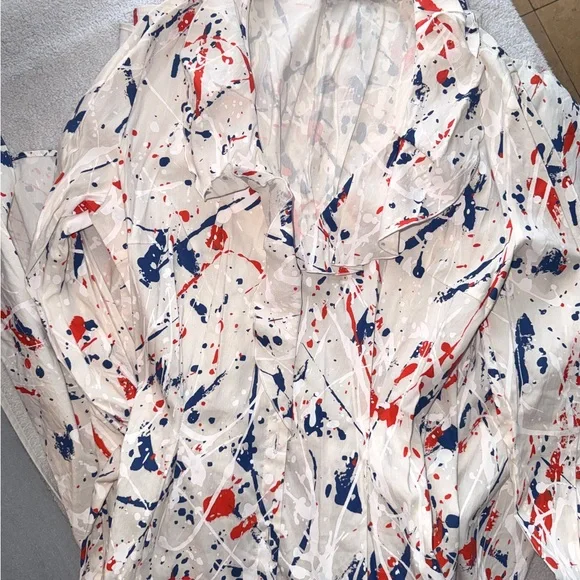 Ralph Lauren Blue Label White Splatter Long Sleeve Dress - Picture 2 of 6